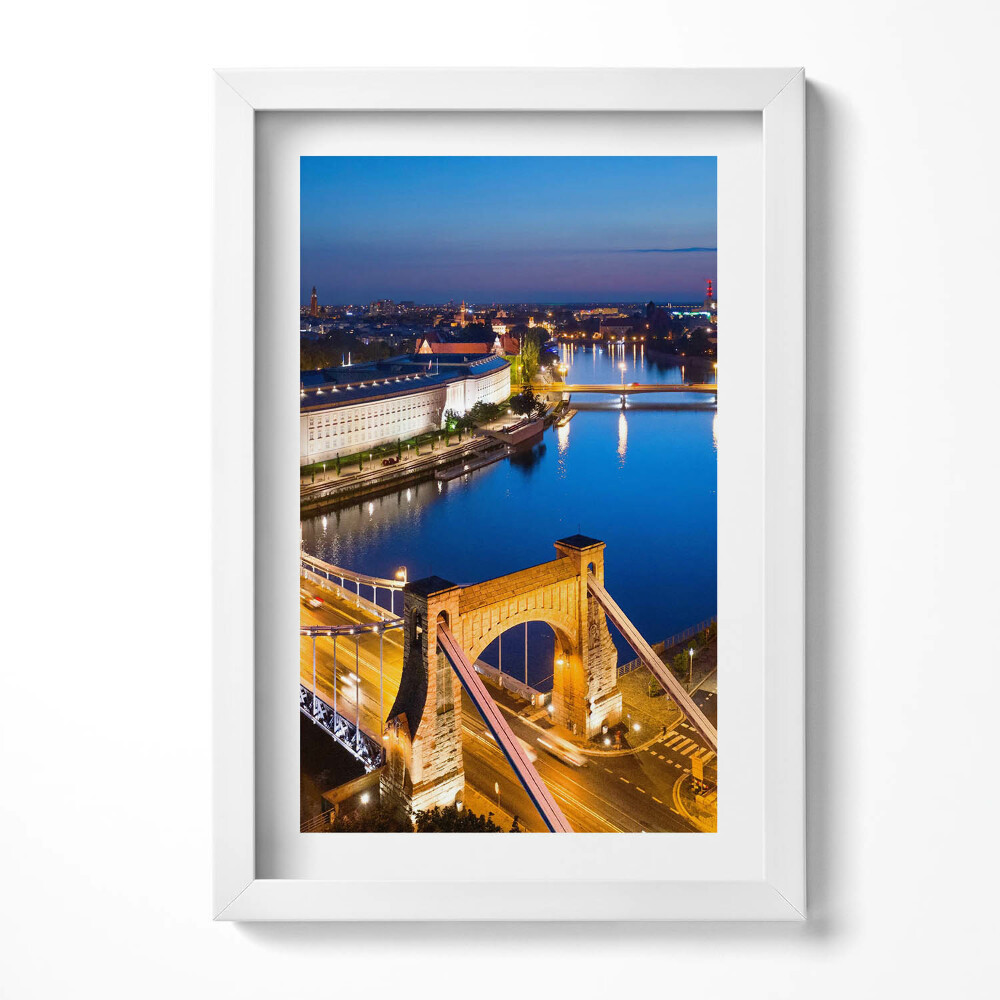 Tablou living cu rama decorativ Orașul Wroclaw noaptea