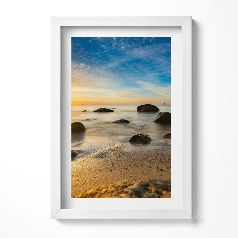 Tablou living cu rama decorativ Răsărit de soare Marea Baltică