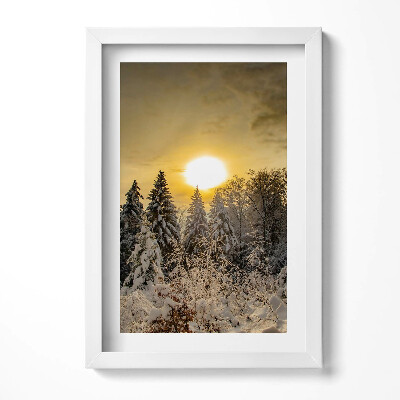 Tablou living cu rama decorativ Peisaj de iarnă Beskidy