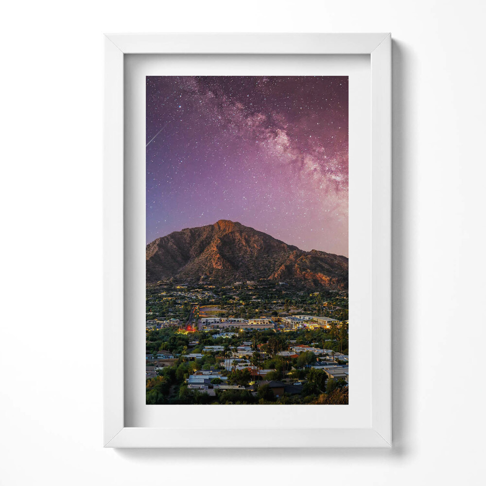 Tablou rama decorativ Munți cu o galaxie pe cer