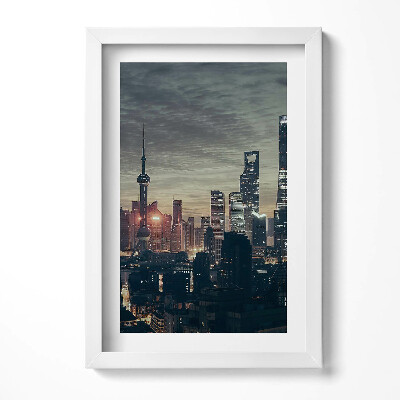 Tablou rama decorativ Panoramă a orașului Shanghai noaptea