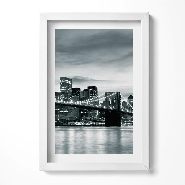 Tablou living cu rama decorativ Podul Brooklyn - Noua Panoramă