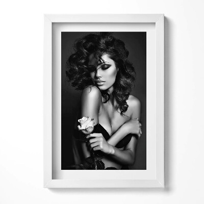 Tablou rama decorativ Portretul unei femei frumoase cu o floare