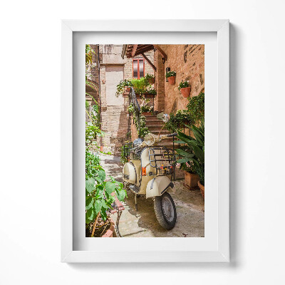 Tablou living cu rama decorativ O motocicletă pe o stradă italiană