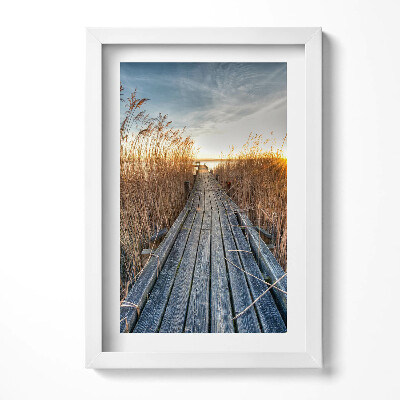 Tablou living cu rama decorativ Un drum de lemn printre copaci