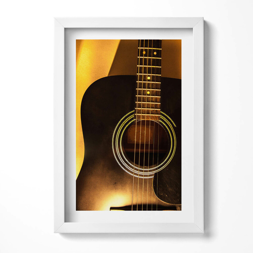 Tablou living cu rama decorativ Instrument de chitară neagră