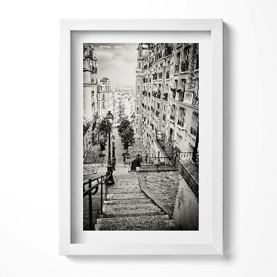 Tablou living cu rama decorativ Vedere alb-negru a unei străzi a orașului