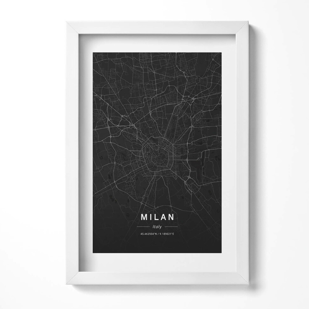 Tablou living cu rama decorativ Harta orașului Milano, Italia