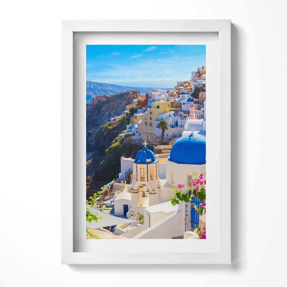 Tablou living cu rama decorativ Vedere a arhitecturii grecești din Santorini