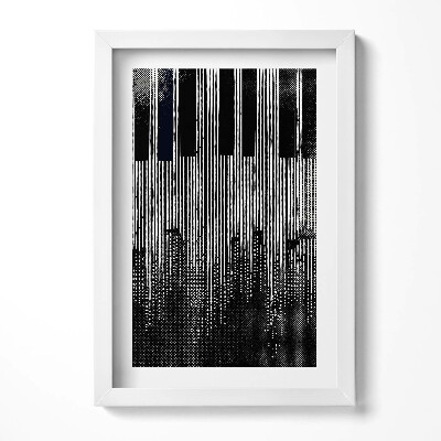 Tablou living cu rama decorativ Ilustrație a unui pian și a unui oraș