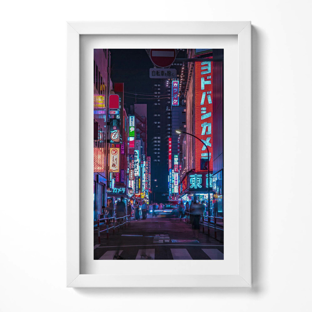 Tablou living cu rama decorativ oraș asiatic noaptea
