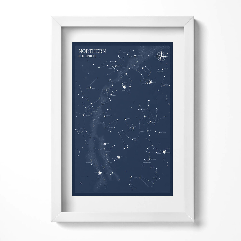 Tablou rama decorativ Ilustrație a constelațiilor de pe cerul emisferei nordice