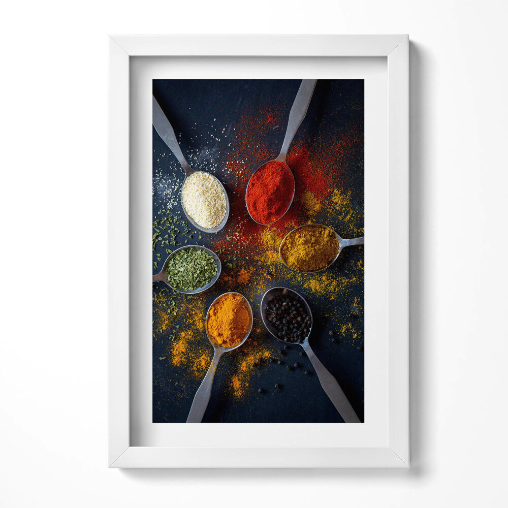 Tablou rama decorativ Linguri cu condimente colorate pentru bucătărie