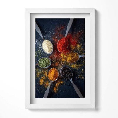 Tablou rama decorativ Linguri cu condimente colorate pentru bucătărie