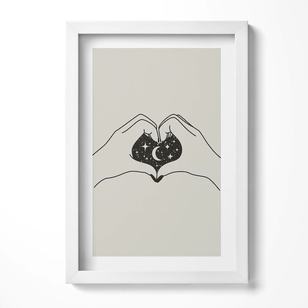 Tablou rama decorativ Inimă de palmier și spațiu - ilustrație