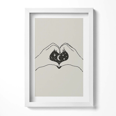 Tablou rama decorativ Inimă de palmier și spațiu - ilustrație