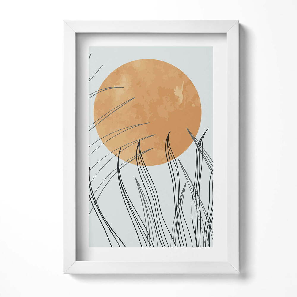 Tablou living cu rama decorativ Plante minimaliste și soare în stil boho