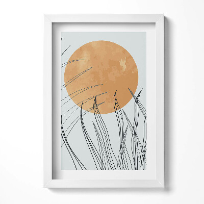 Tablou living cu rama decorativ Plante minimaliste și soare în stil boho