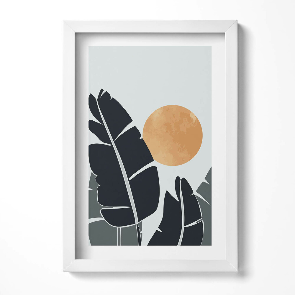 Tablou rama decorativ Plante minimaliste și soare în stil boho