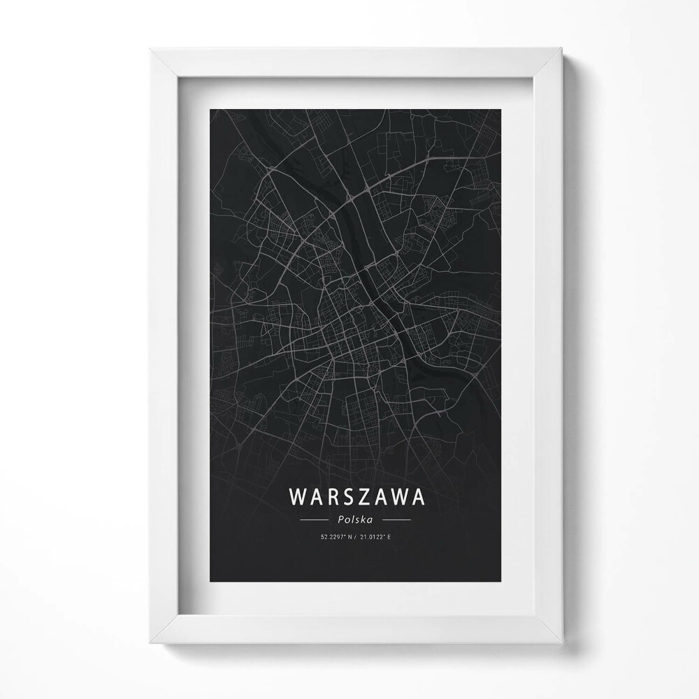 Tablou living cu rama decorativ Harta orașului Varșovia, capitala Poloniei