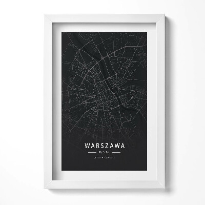 Tablou living cu rama decorativ Harta orașului Varșovia, capitala Poloniei