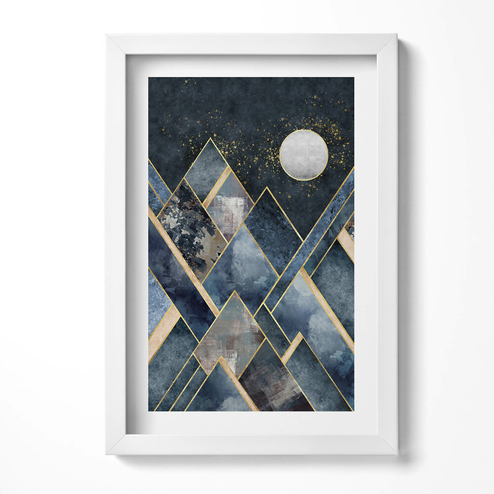 Tablou rama decorativ Peisaj abstract al munților noaptea și al lunii