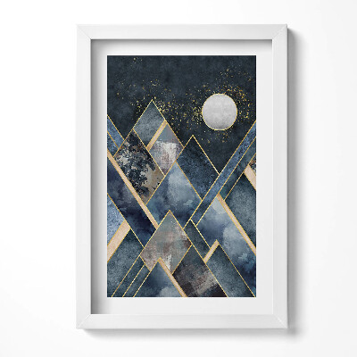 Tablou rama decorativ Peisaj abstract al munților noaptea și al lunii