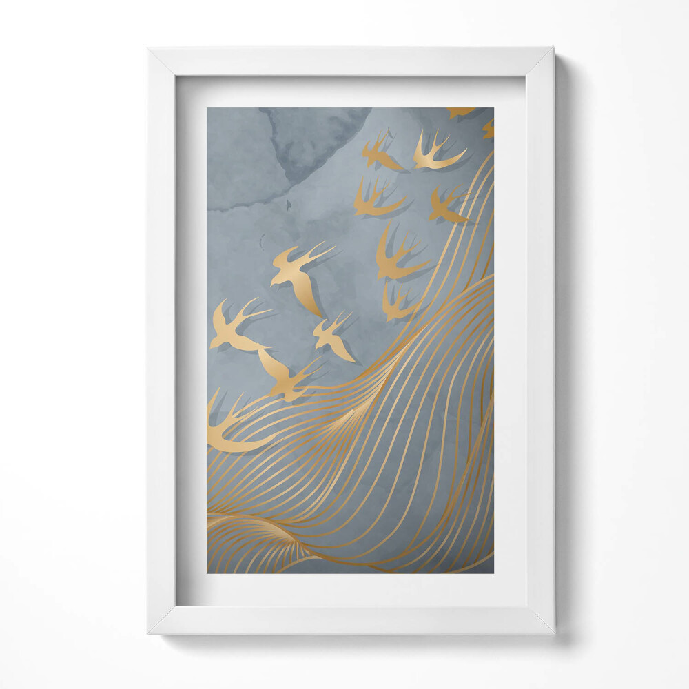 Tablou living cu rama decorativ Ilustrație a păsărilor care zboară