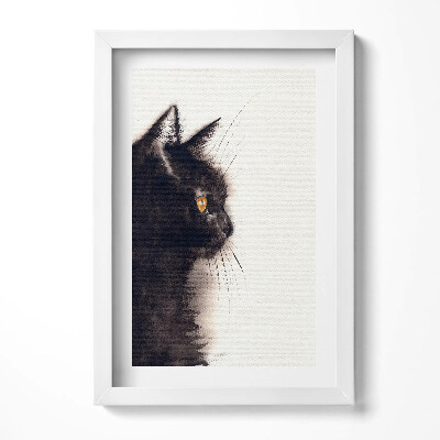 Tablou living cu rama decorativ Portretul unei pisici negre