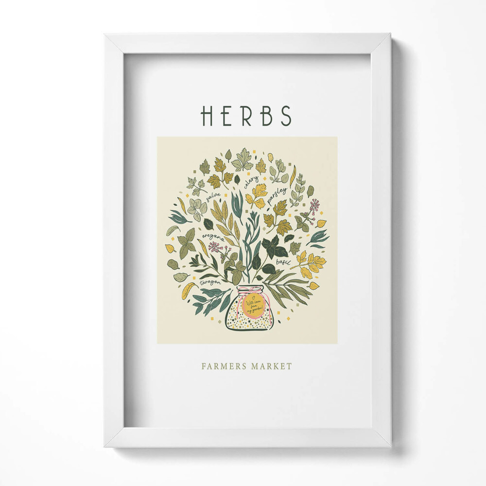 Tablou rama decorativ Ilustrație cu plante medicinale