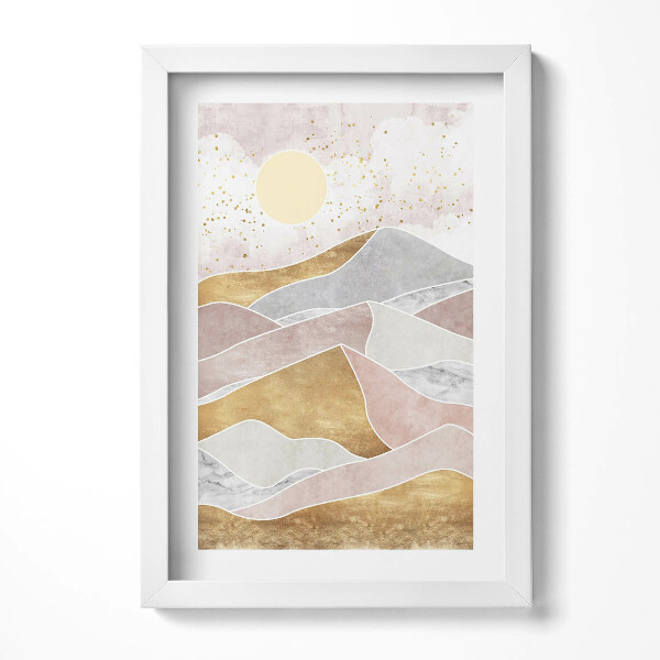 Tablou living cu rama decorativ Peisaj abstract al deșertului și soarelui