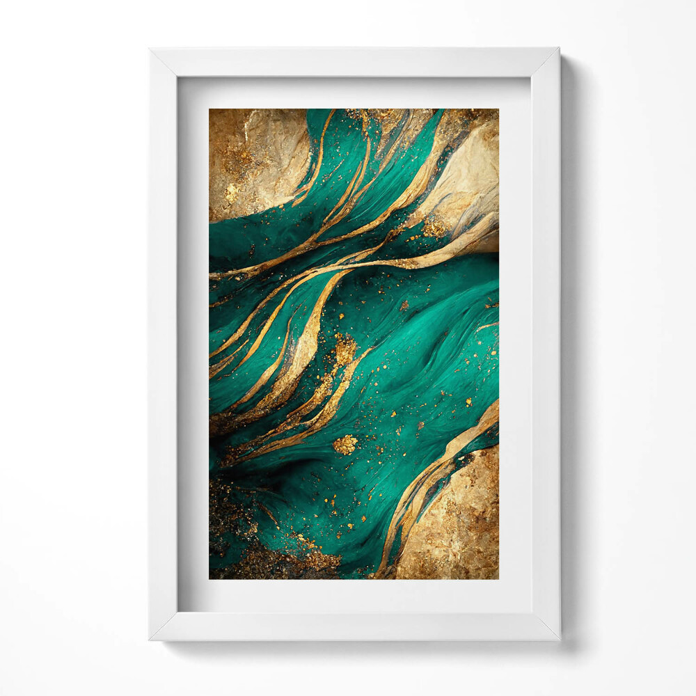 Tablou living cu rama decorativ Abstracție cu aur