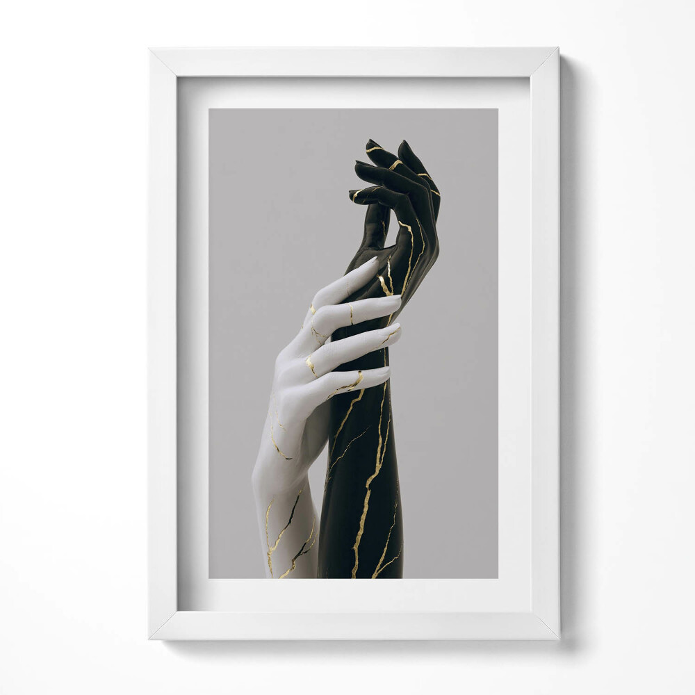 Tablou rama decorativ Ace albe și negre cu aur