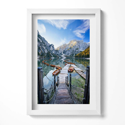 Tablou living cu rama decorativ Bărci pe un lac de munte