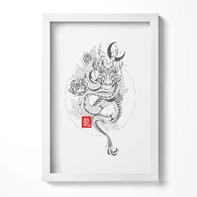 Tablou living cu rama decorativ Ilustrație dragon chinezesc