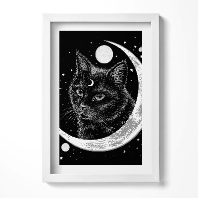 Tablou rama decorativ Pisica Neagră Magică și Spațiul