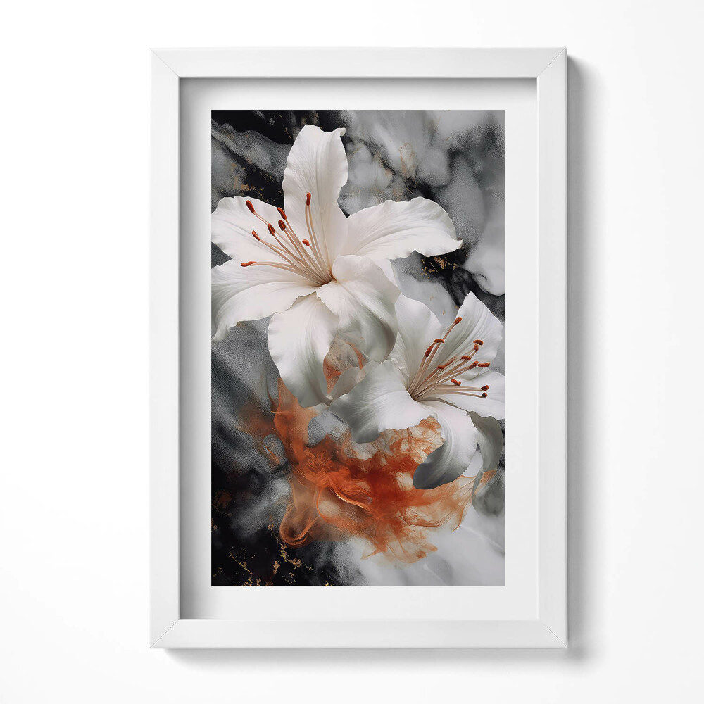 Tablou rama decorativ Compoziție de fum și flori