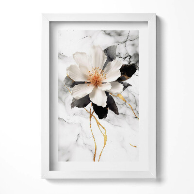 Tablou living cu rama decorativ Compoziție de marmură și flori