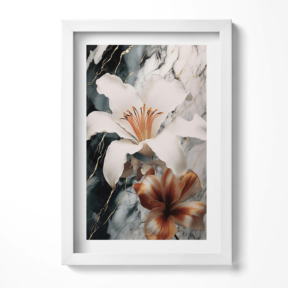 Tablou rama decorativ Compoziție de marmură și flori