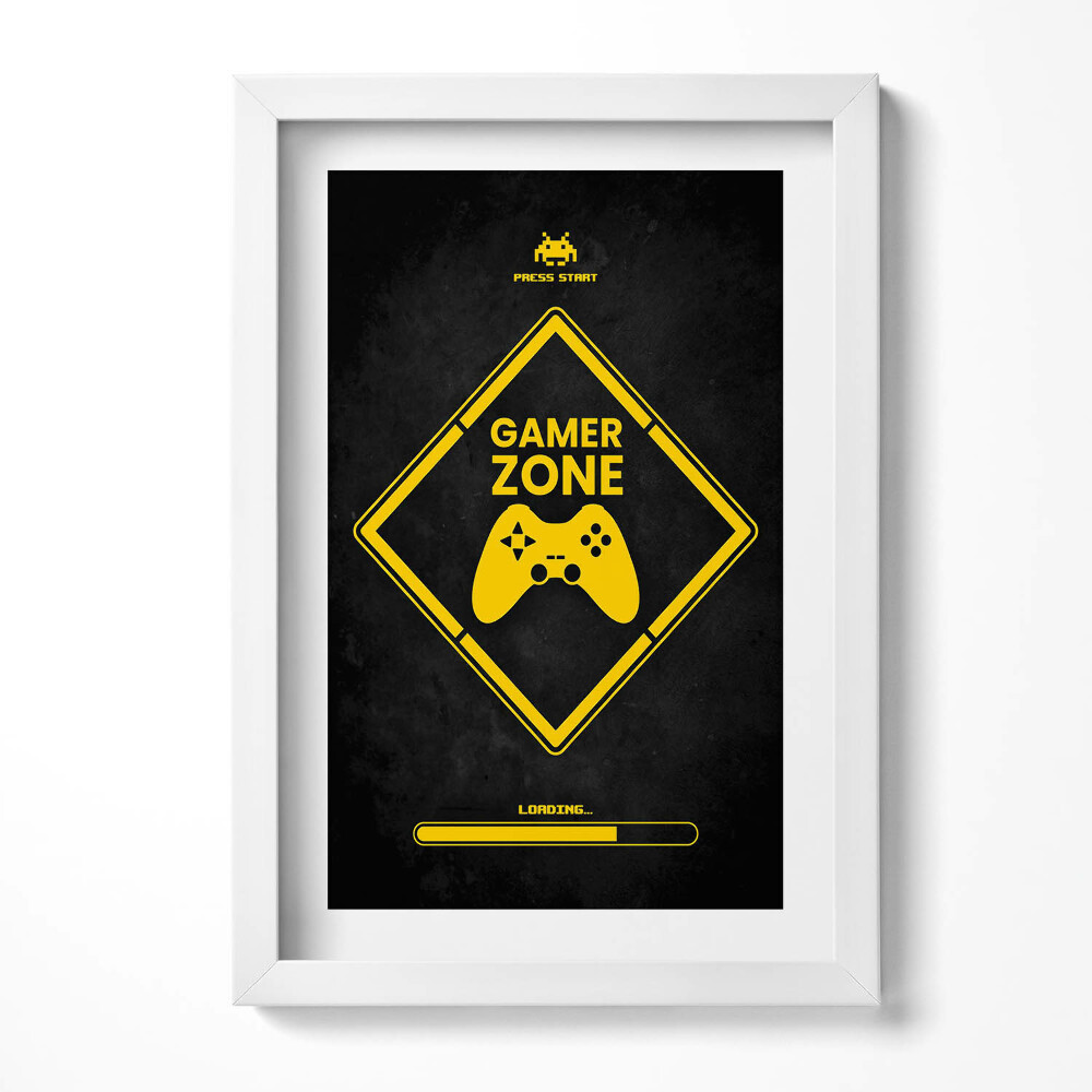Tablou rama decorativ „Indicator Gamer Zone pentru camera jucătorului”