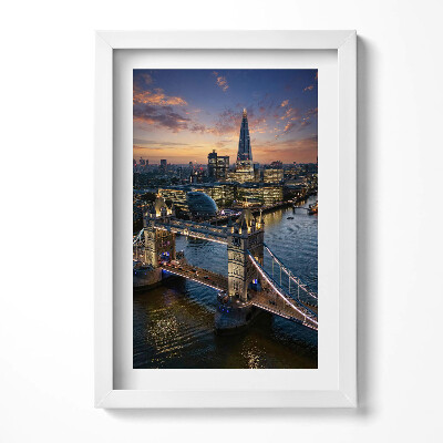 Tablou living cu rama decorativ Podul Londrei seara, din vedere de sus