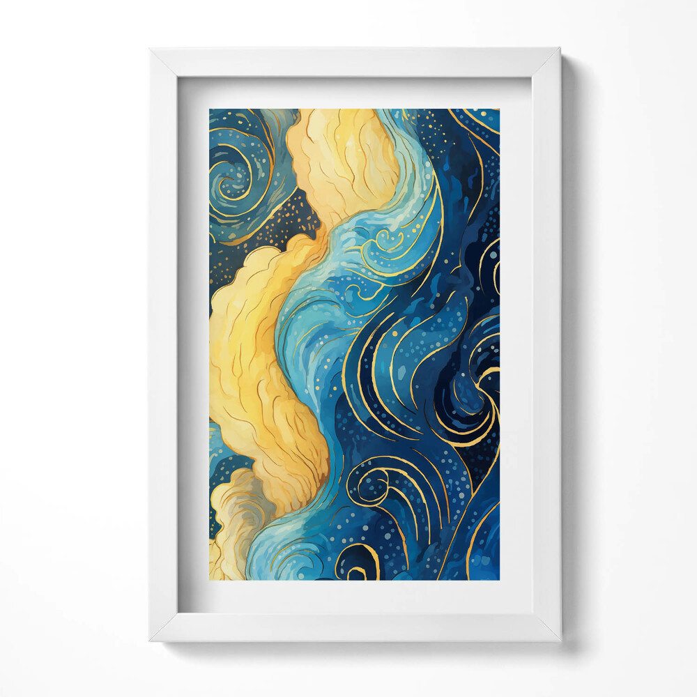 Tablou rama decorativ Abstractizare de nori cu aur