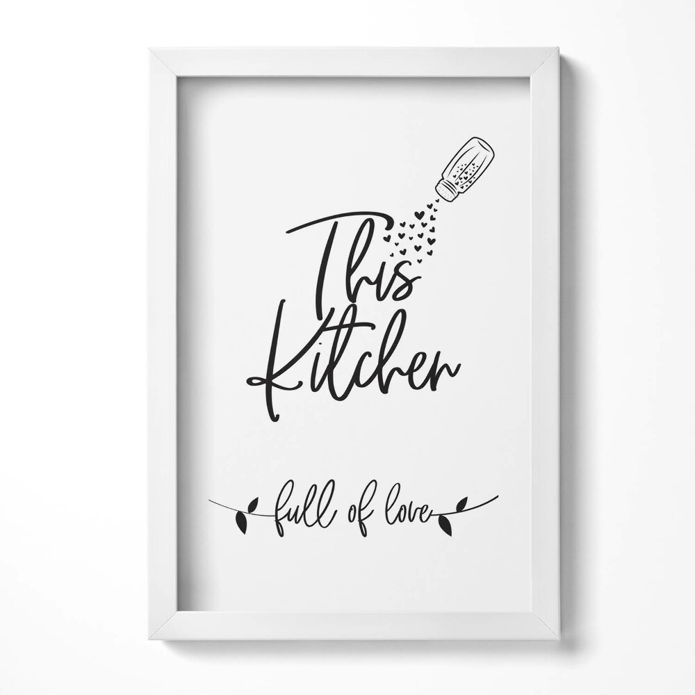 Tablou living cu rama decorativ Inscripție pentru bucătărie și sufragerie «plină de dragoste»