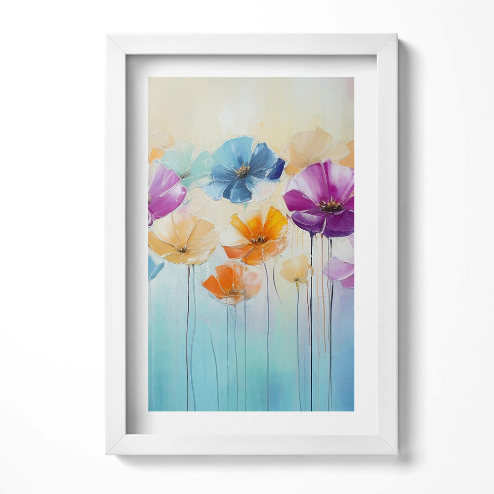 Tablou rama decorativ Flori colorate pictate