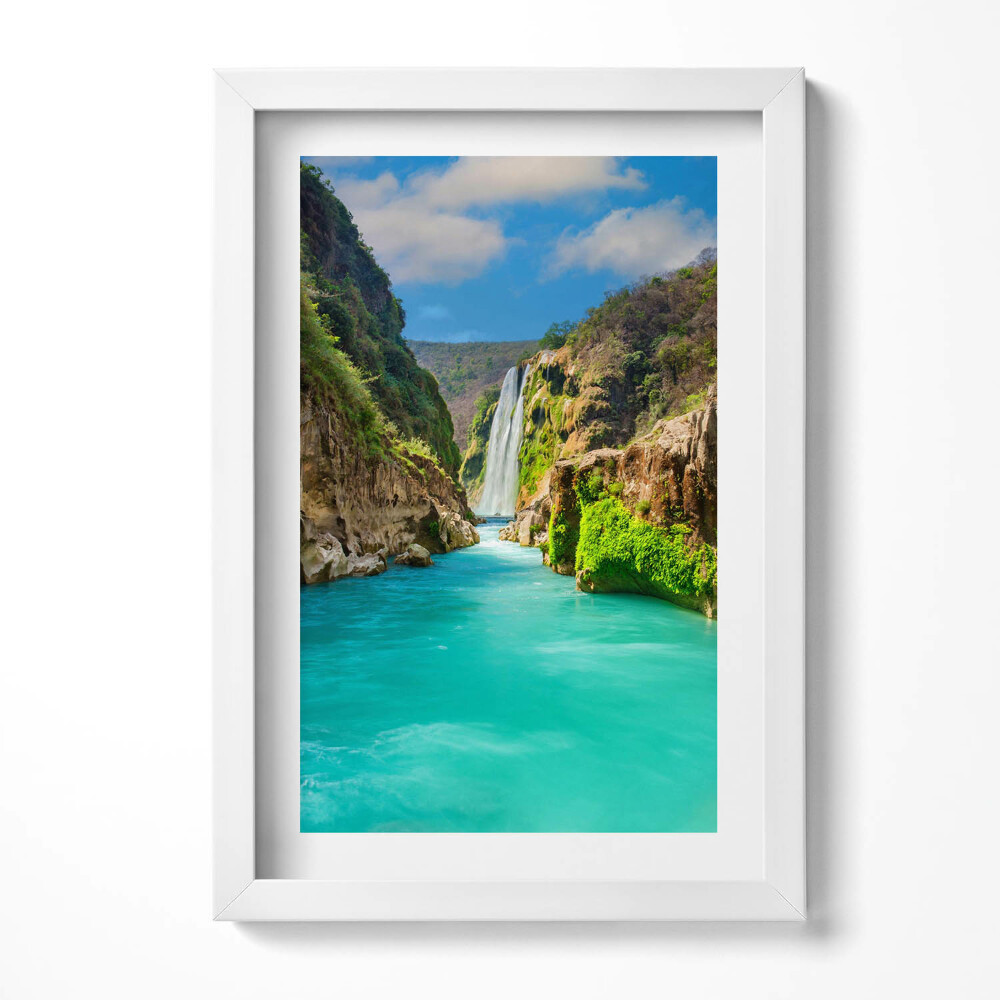 Tablou living cu rama decorativ Cascadă și râu tropical