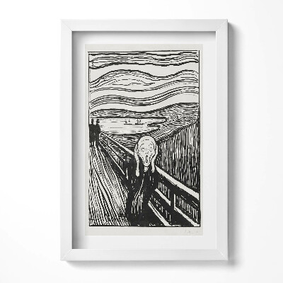 Tablou living cu rama decorativ „Schiță din «Țipătul» de Edvard Munch”