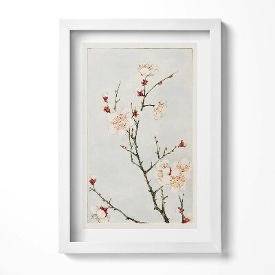 Tablou living cu rama decorativ Ilustrație minimalistă a unei ramuri cu flori