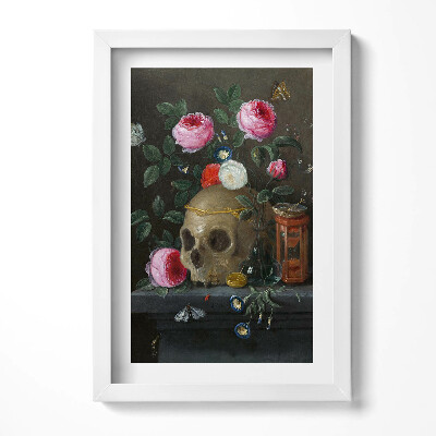 Tablou rama decorativ Craniu printre flori