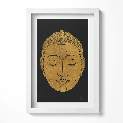 Tablou living cu rama decorativ Cap de Buddha de aur