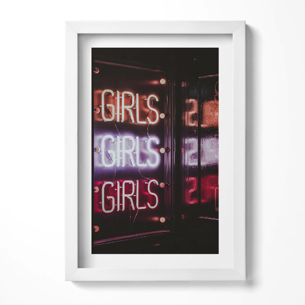 Tablou living cu rama decorativ „Fete neon strălucitoare”